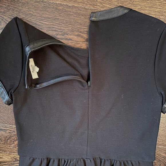 Fabulous Madewell Black Leather Trim Peplum Short Sleeve Top-Size XS - Picture 8 of 10